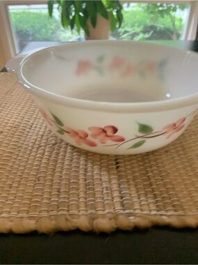 VTG Fire King peach blossom casserole dish